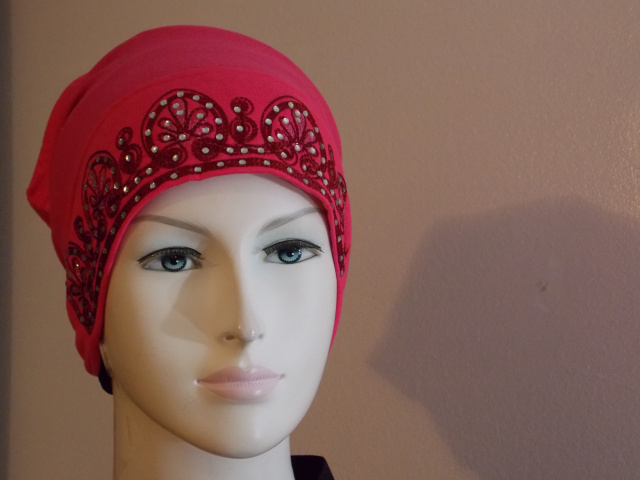 Cute Pink Beaded Hijab underscarf 46 (2)
